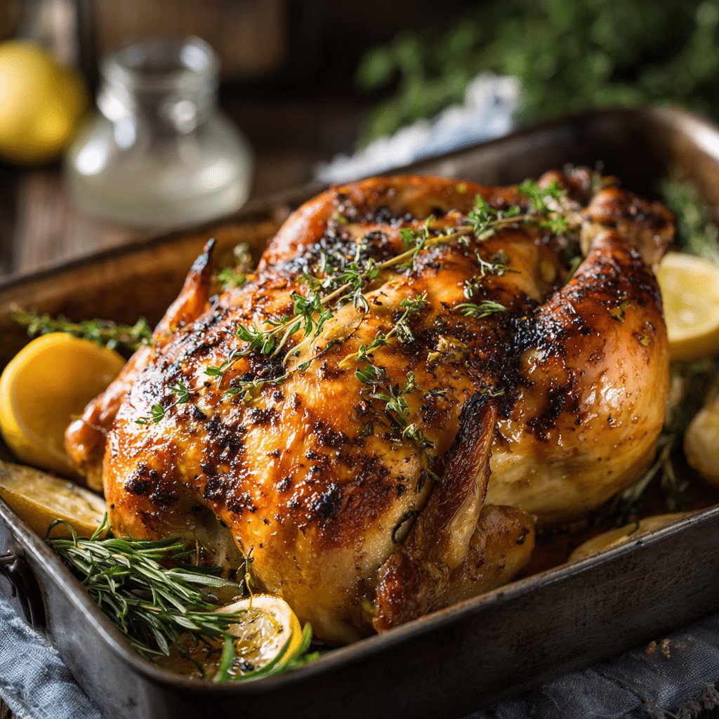 Cuisson du poulet rôti au four doré et croustillant