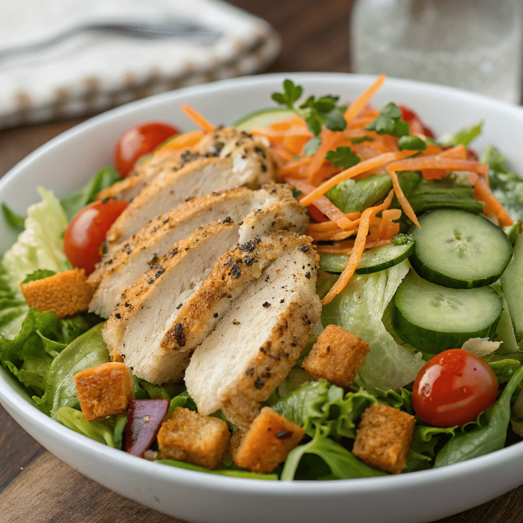 Salade avec émincés de poulet : savourez une recette fraîche et saine 2 Salade avec Émincés de Poulet