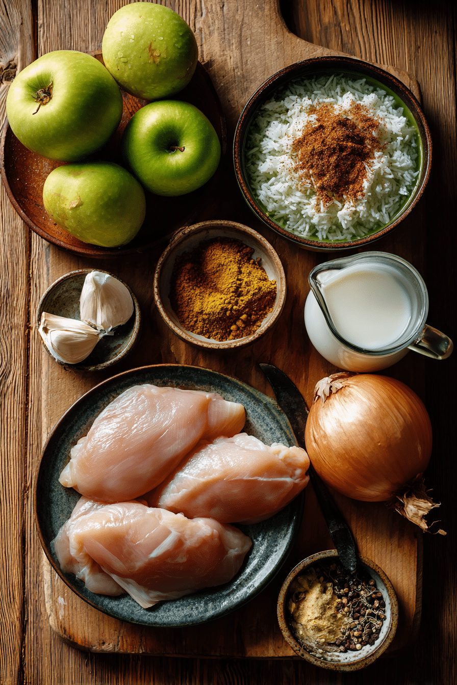 ingredients-poulet-curry-coco-pomme Ingrédients pour poulet curry coco pomme