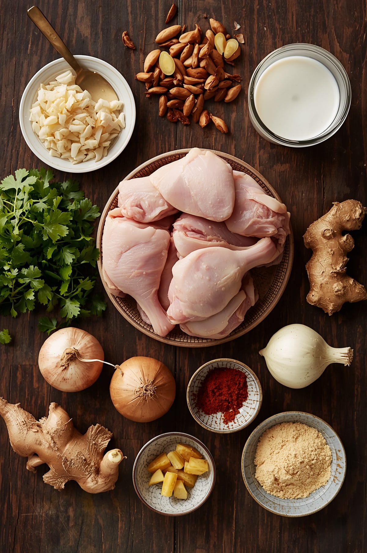 ingredients-curry-de-poulet-au-lait-de-coco Ingrédients pour curry de poulet au lait de coco