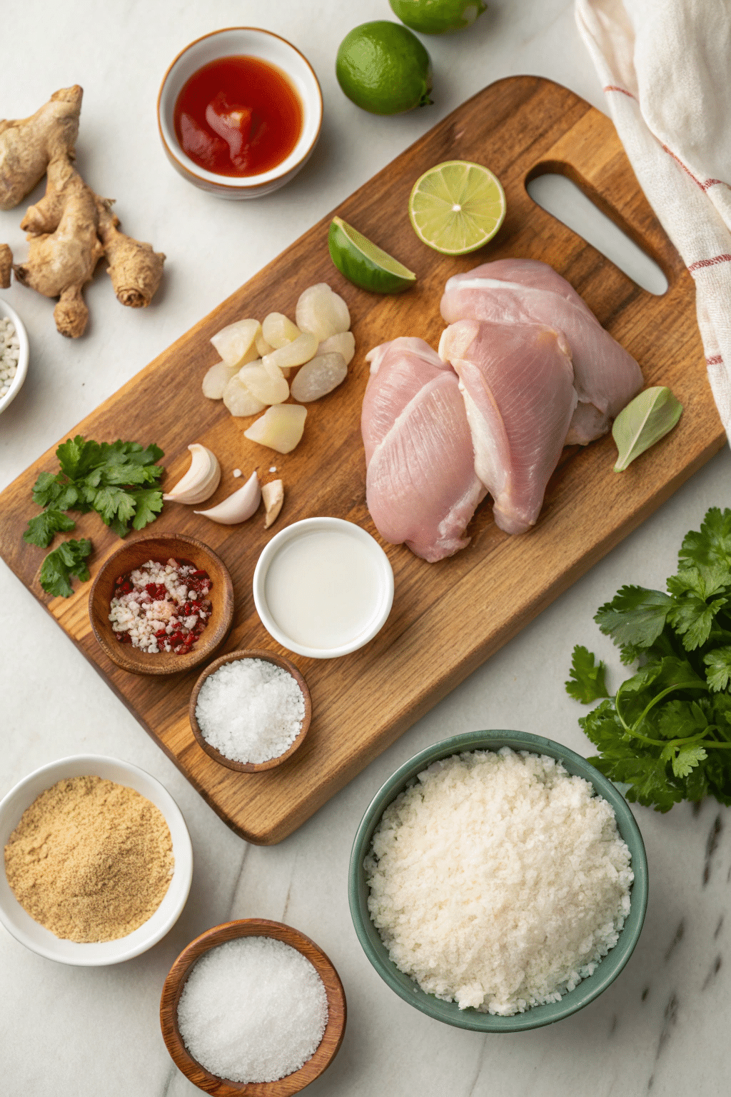 ingredients-recette-poulet-curry-lait-coco Ingrédients frais pour recette poulet curry lait de coco