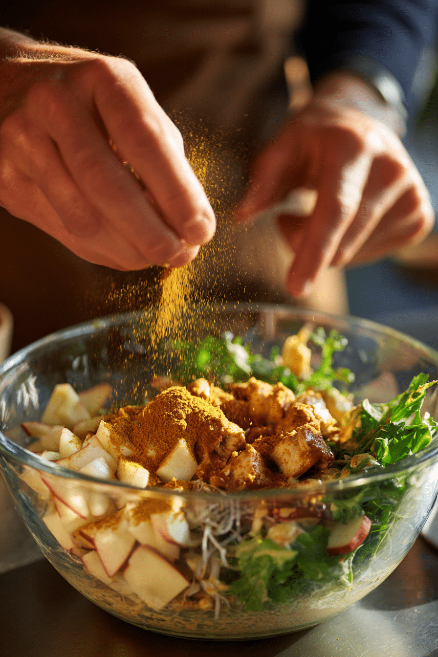 preparation-salade-poulet-curry préparation salade poulet curry