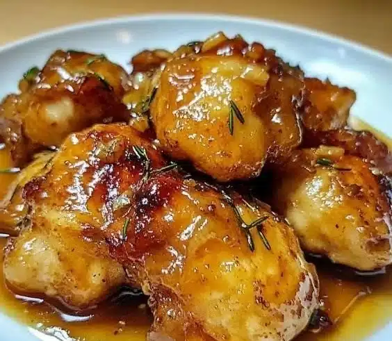 Poulet au Miel et à l'Ail 1 Poulet au miel et à l'ail, plat savoureux sur une assiette