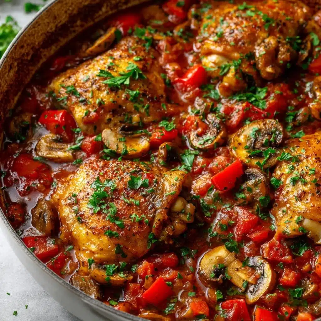 Poulet cacciatore façon italienne, plat savoureux à base de poulet et légumes