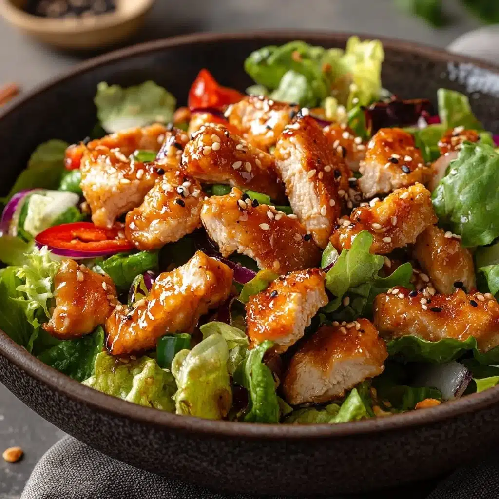 Salade chinoise au poulet croquant, fraîche et délicieuse.