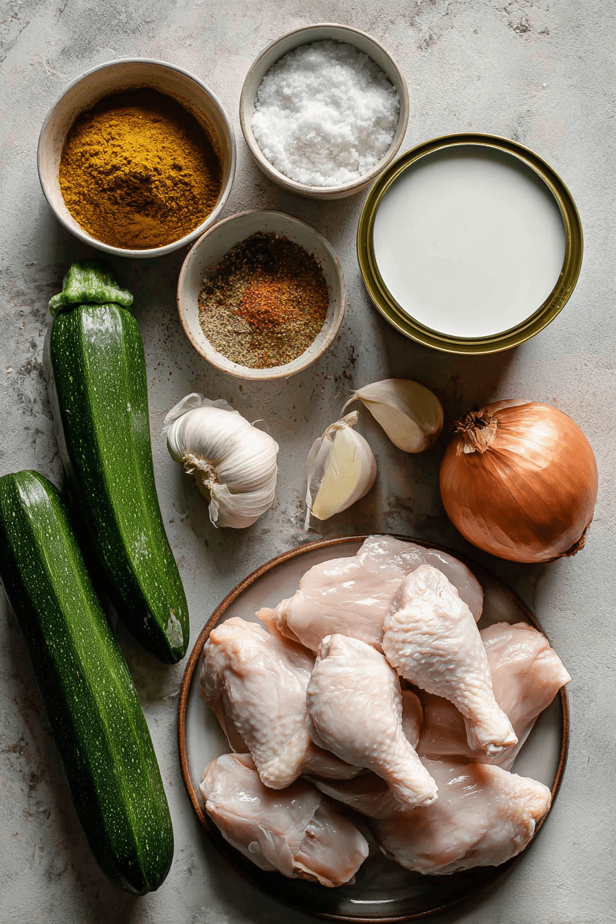 ingredients-curry-poulet-coco-courgette ingrédients curry poulet coco courgette
