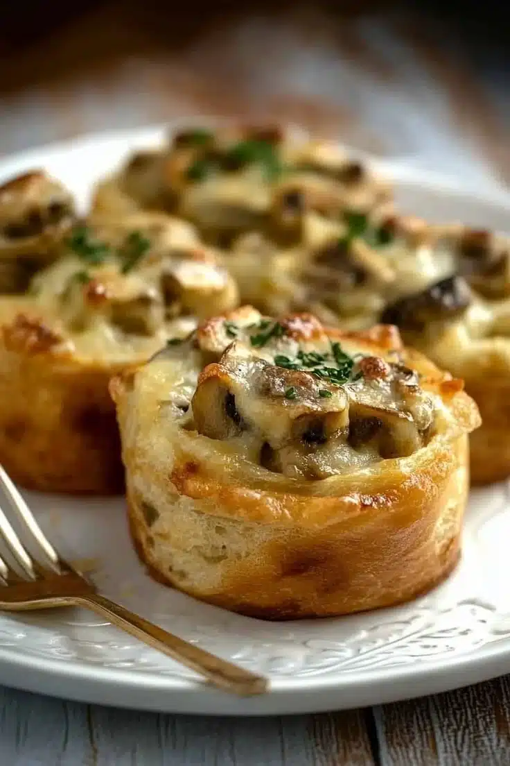 Bouchées croustillantes aux champignons gratinés, parfaites pour les apéros.
