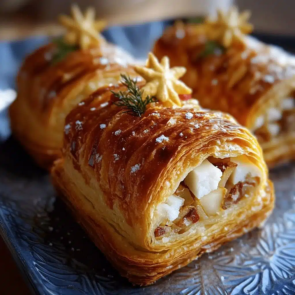 Délicieux feuilletés de Noël en forme d'étoiles et de sapins sur une assiette festive