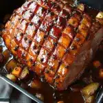 Jambon de Noël Rôti au Miel et au Romarin | Recette 3 Jambon de Noël rôti au miel et au romarin sur une table de fête