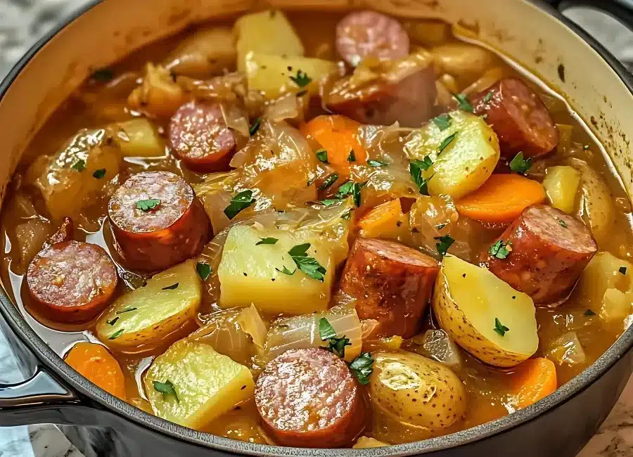 Potée aux saucisses et légumes, plat traditionnel et réconfortant