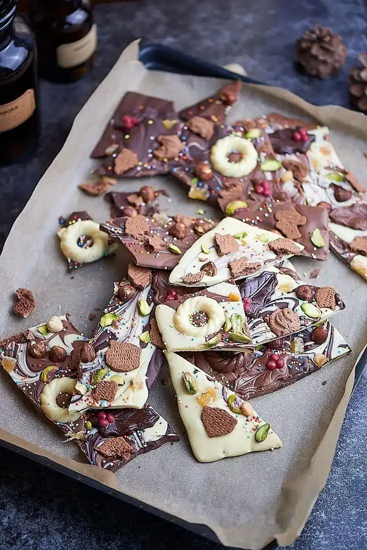 Tablette de chocolat de Noël délicieuse et festive