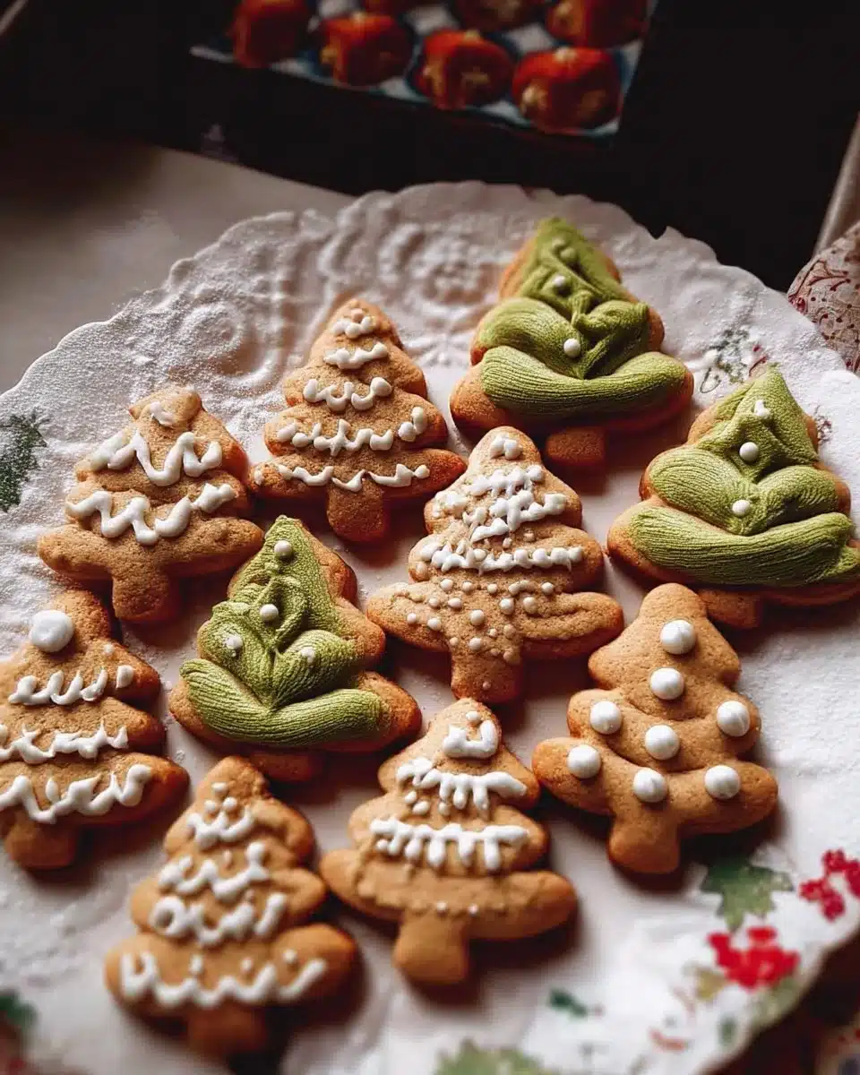 Biscuits sapins de Noël décorés et savoureux pour les fêtes