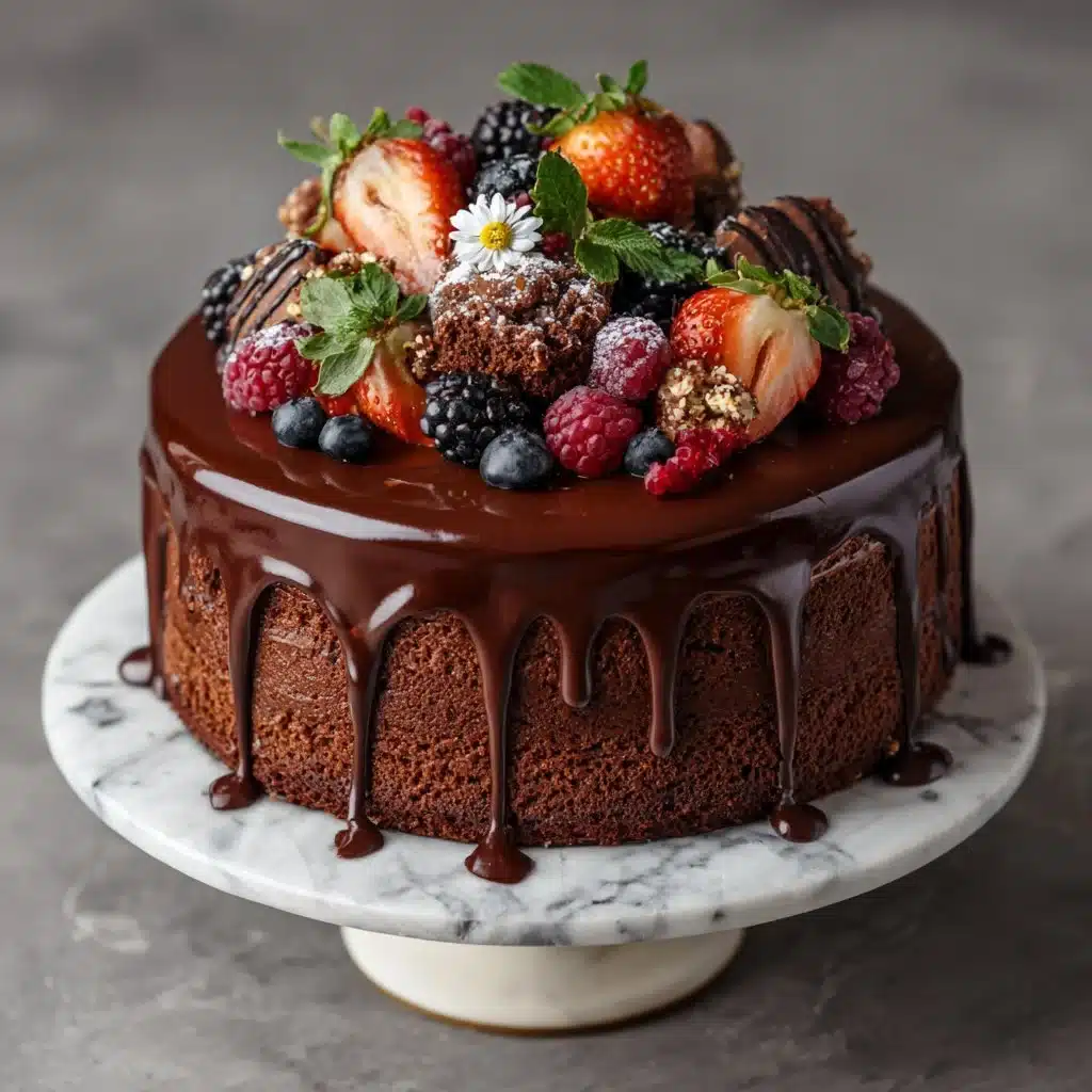 Gâteau d'anniversaire au chocolat décoré avec des bougies et des fleurs
