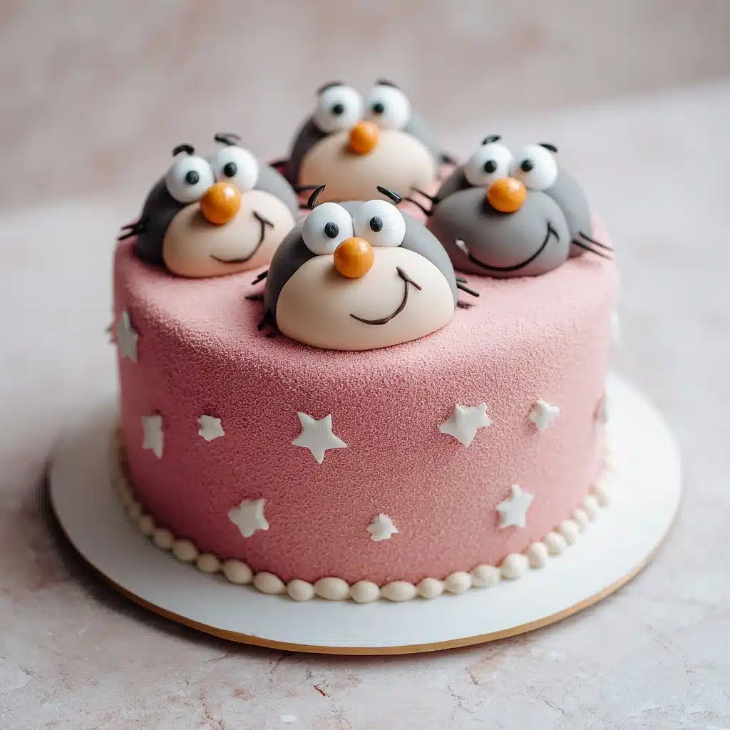 Gâteau en cartoon 1 Gâteau en cartoon coloré et amusant, parfait pour les anniversaires et les célébrations.