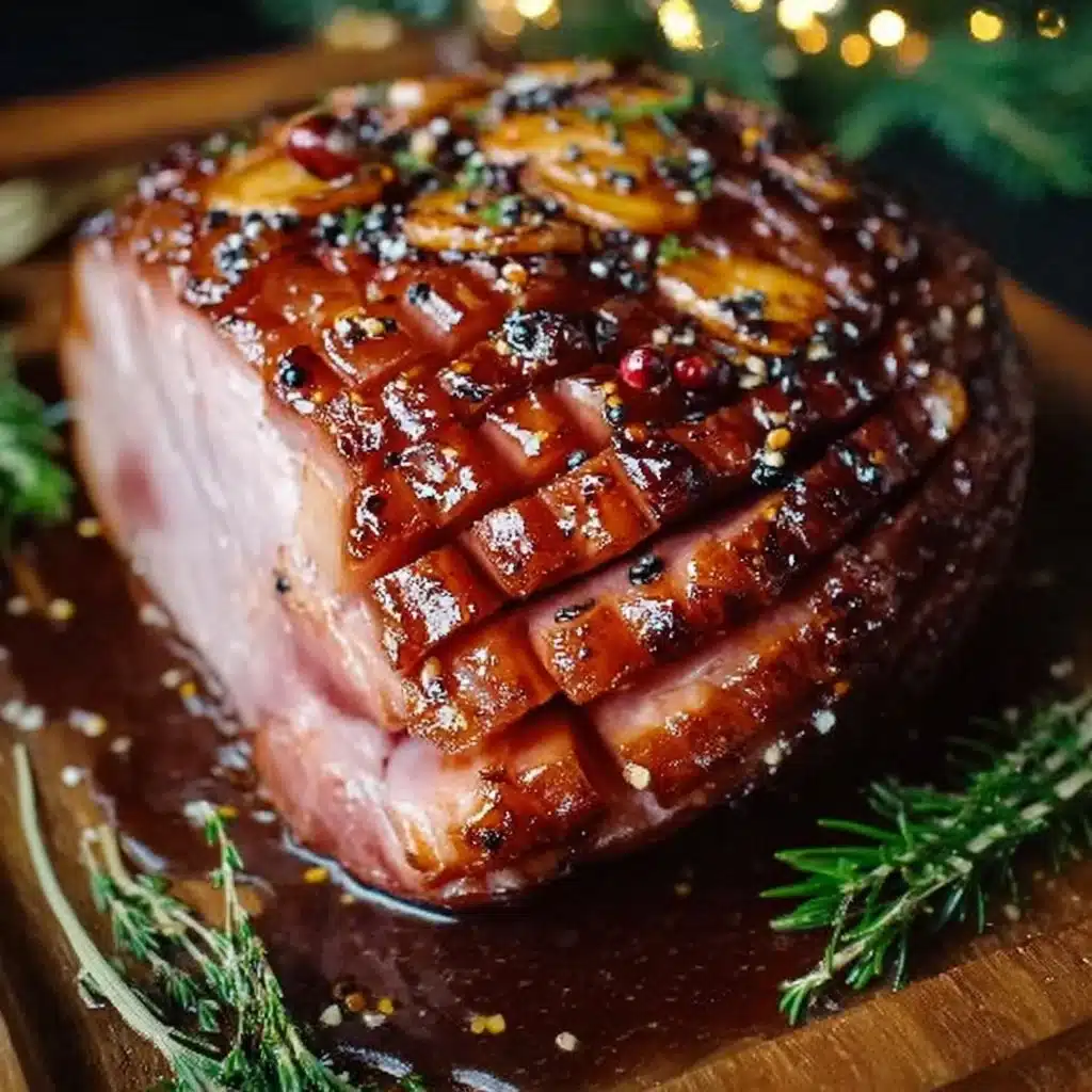 Jambon de Noël miel épices préparé pour les fêtes de fin d'année