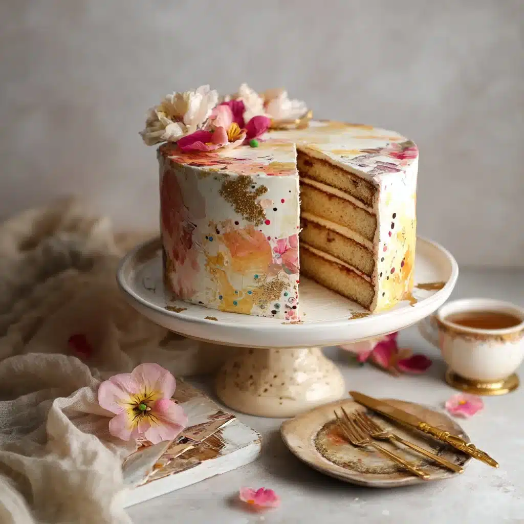 Gâteau aquarelle moderne avec des dégradés colorés au glaçage