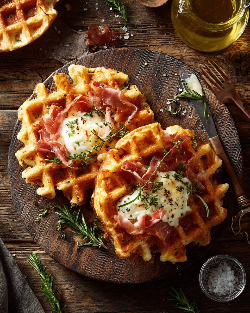 Gaufres Salées au Fromage et Jambon