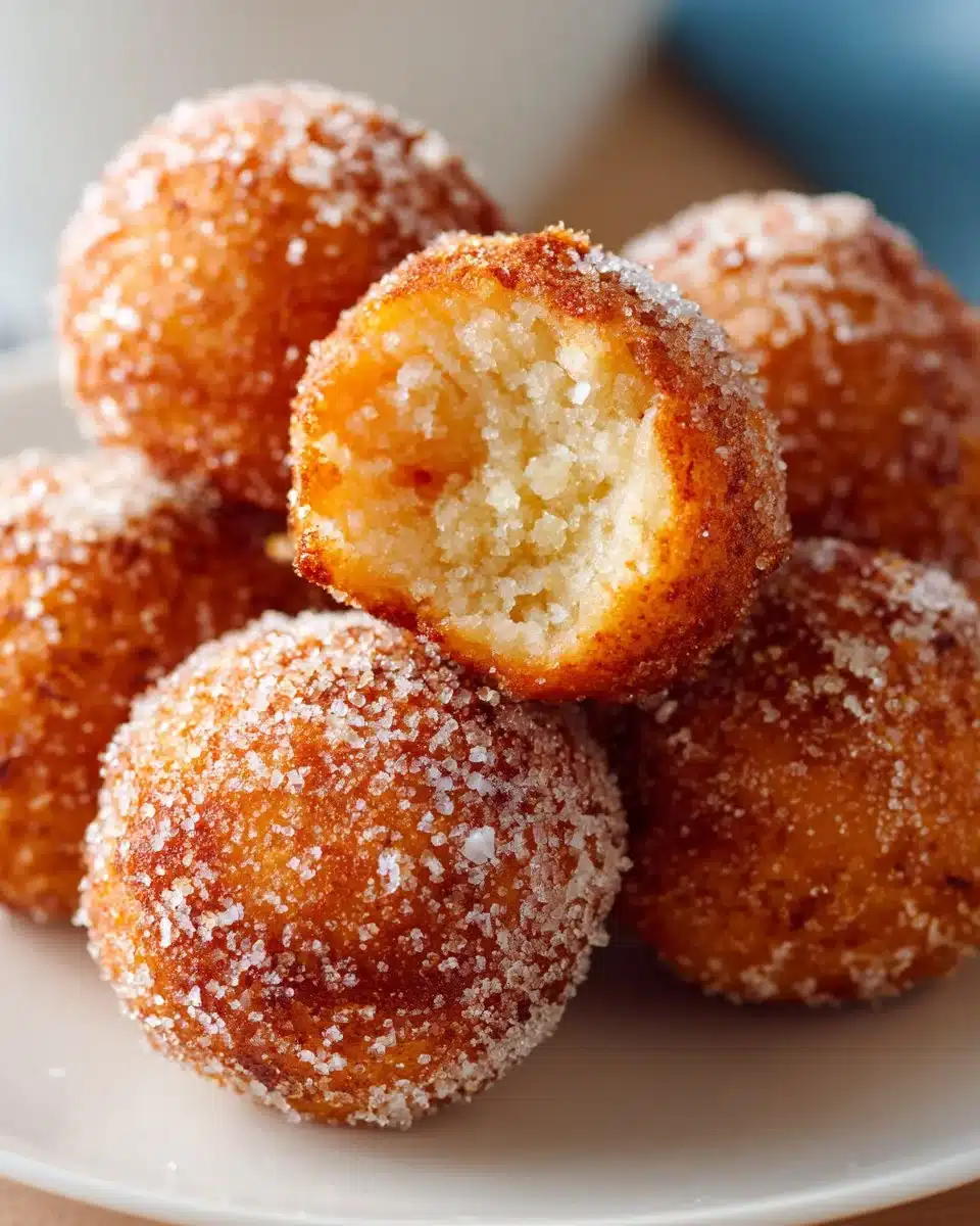 Boules de beignets croustillantes faites avec un Air Fryer.