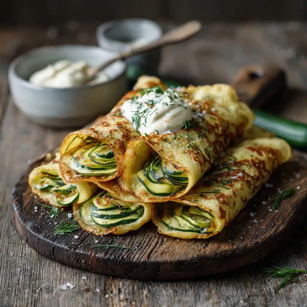 Crêpes à la courgette servies avec garniture savoureuse