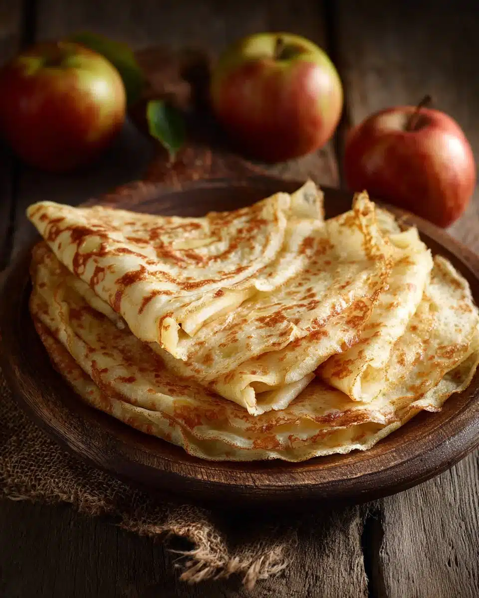 Recette de crêpes aux pommes rapides avec garniture de pommes caramélisées