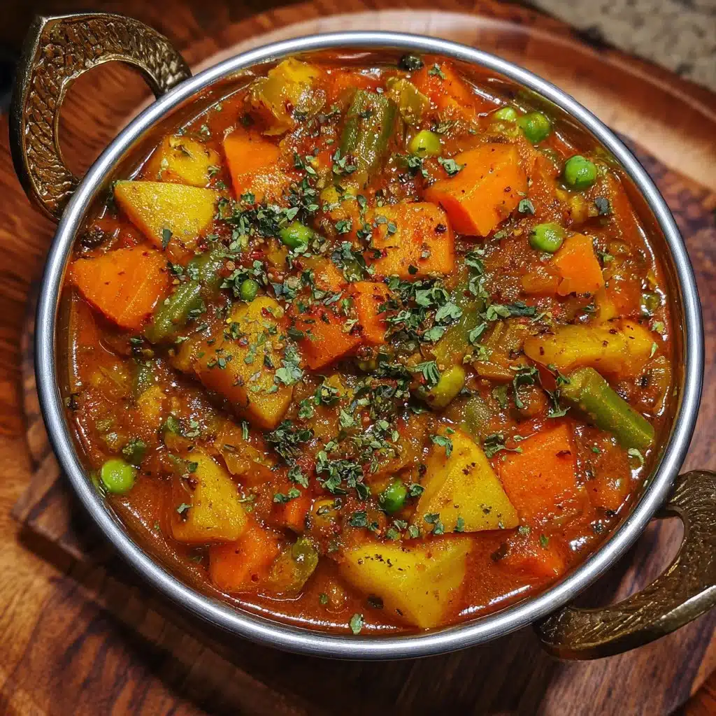 Curry de légumes coloré avec des légumes frais et épices aromatiques