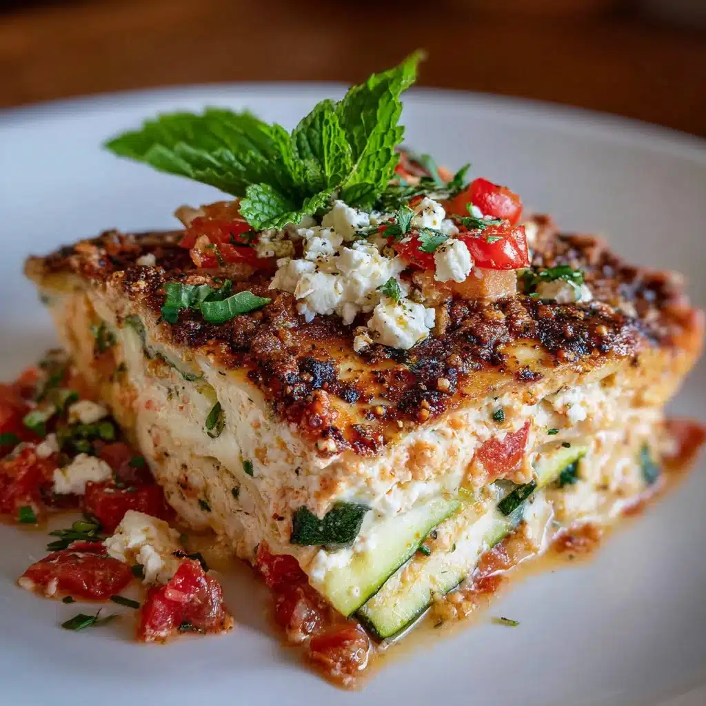 Lasagnes courgettes feta facile prêtes à servir dans un plat
