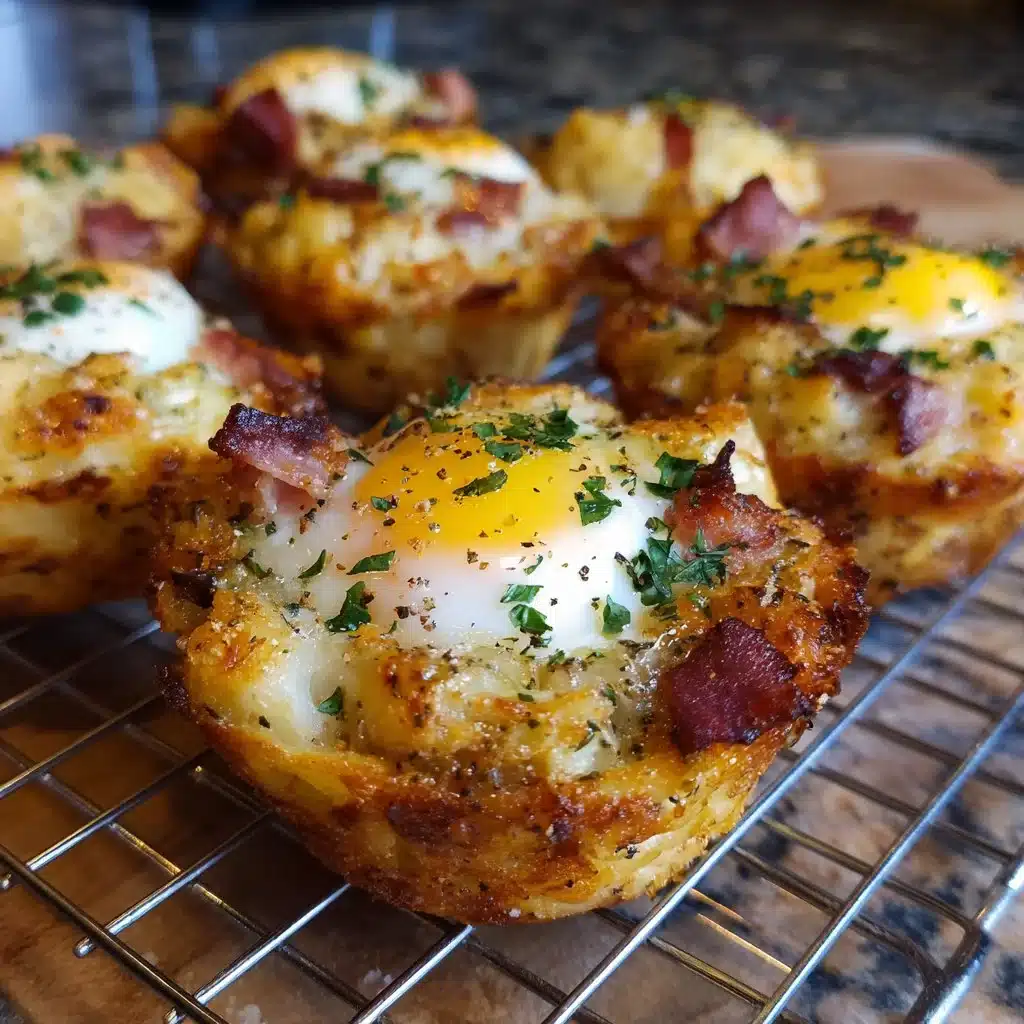 Muffins de pommes de terre rissolées chargés au bacon et aux œufs 1 Muffins de pommes de terre rissolées avec bacon et œufs