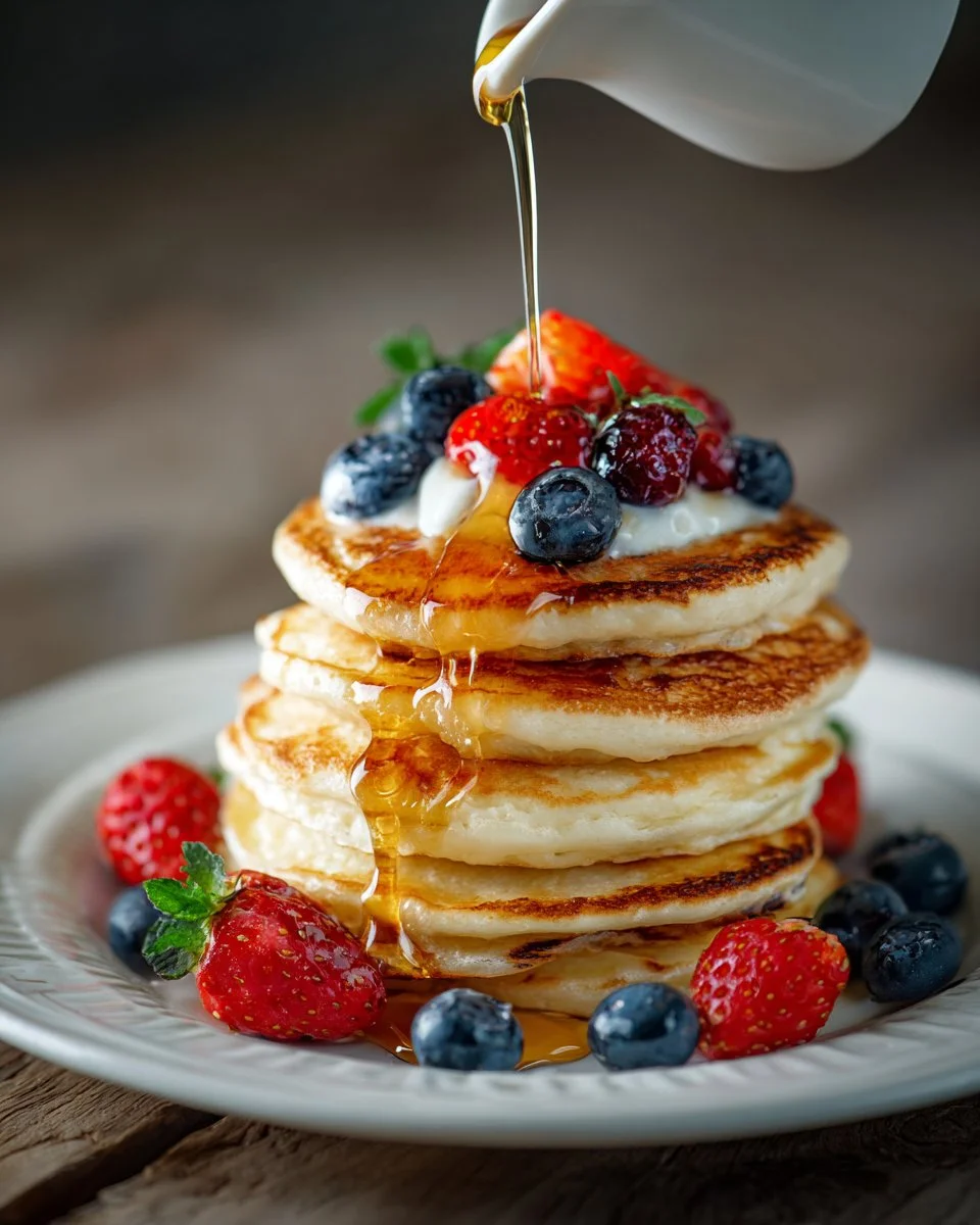 Pancakes au yaourt moelleux et légers, parfaits pour le petit-déjeuner