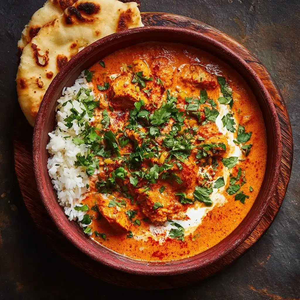 Plat de poulet au beurre garni de coriandre fraîche