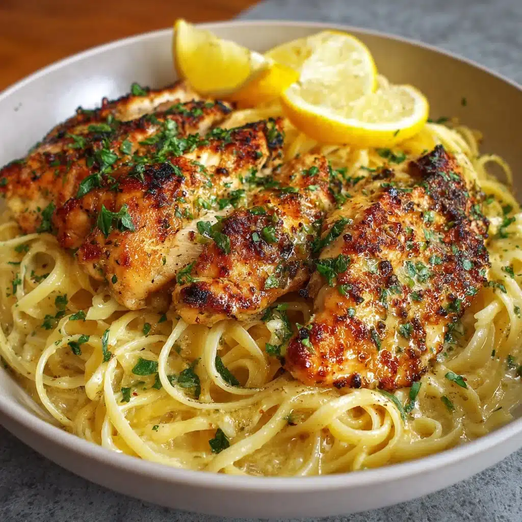 Poulet au Beurre Ail Citron avec Linguine Crémeux au Parmesan