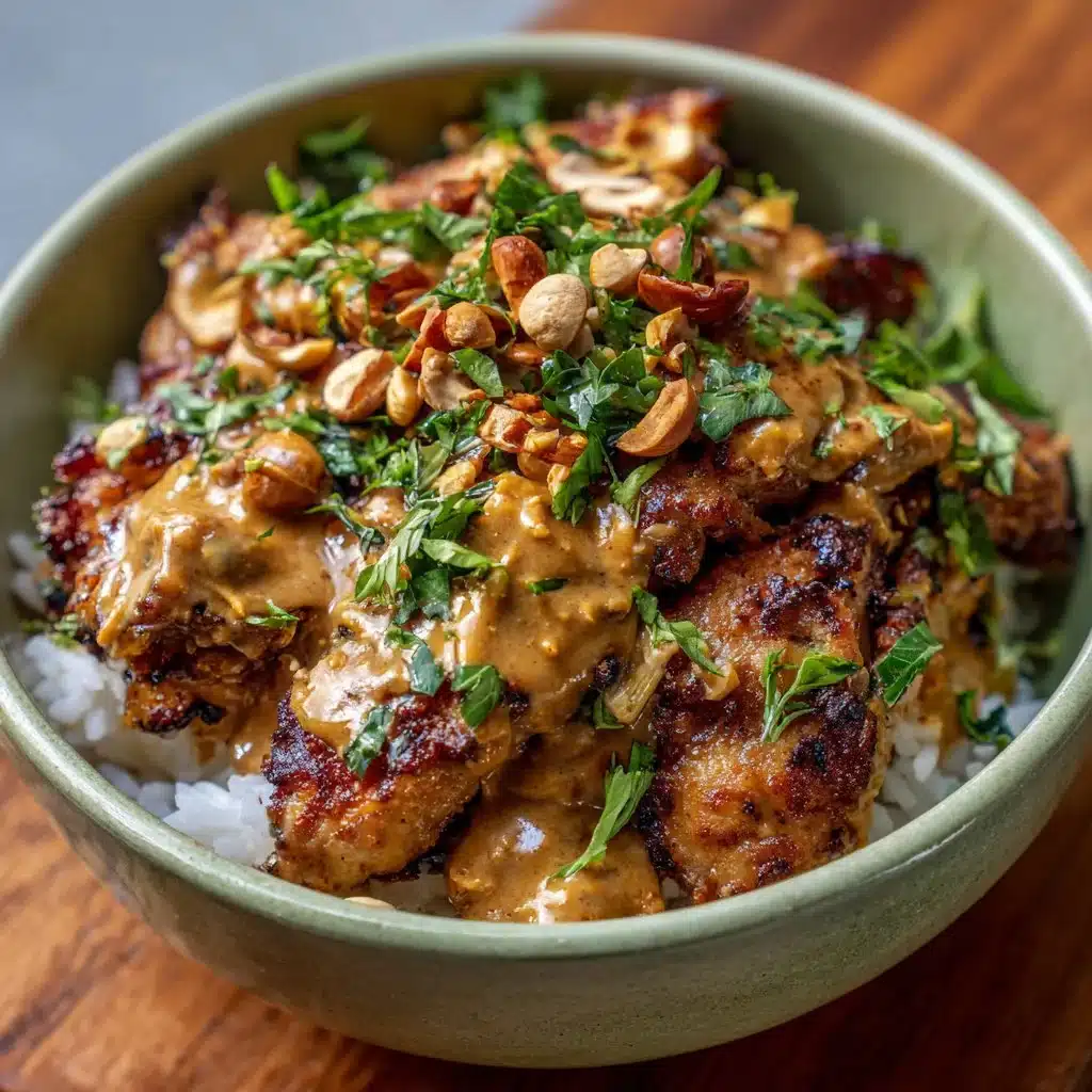 Recette de poulet au beurre de cacahuète avec des ingrédients savoureux.
