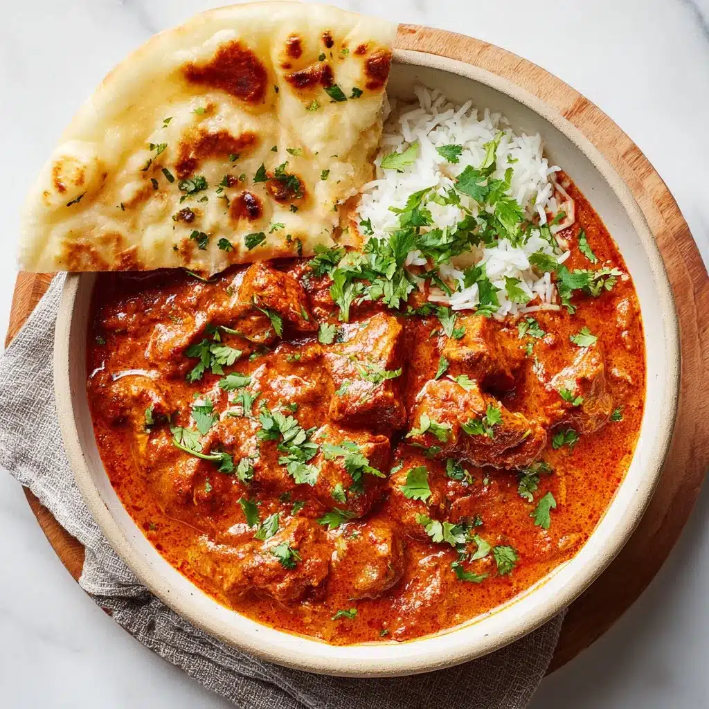 Poulet au beurre savoureux avec sauce crémeuse et épices aromatiques.