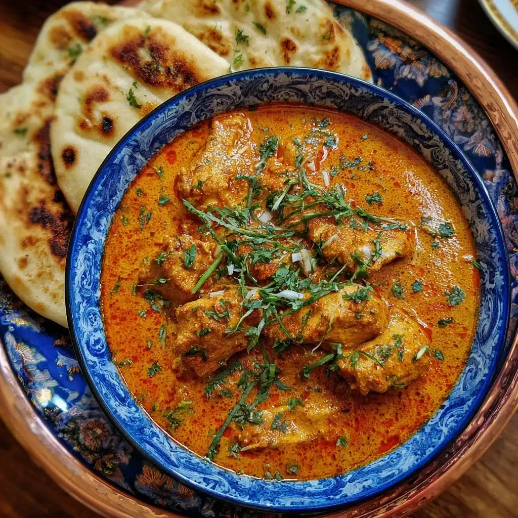 Plat de poulet au beurre traditionnel servi avec des herbes fraîches.