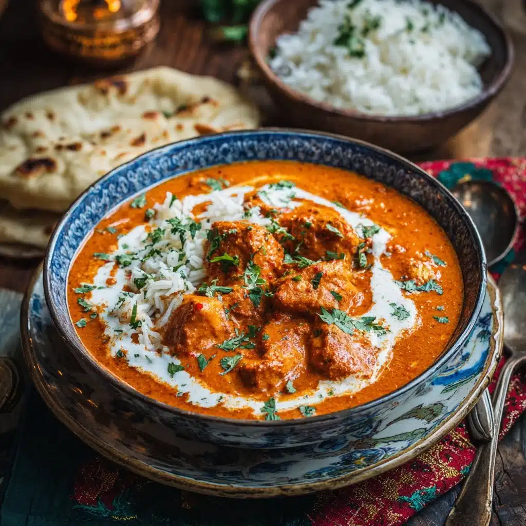 Poulet beurre crémeux servi avec des légumes frais
