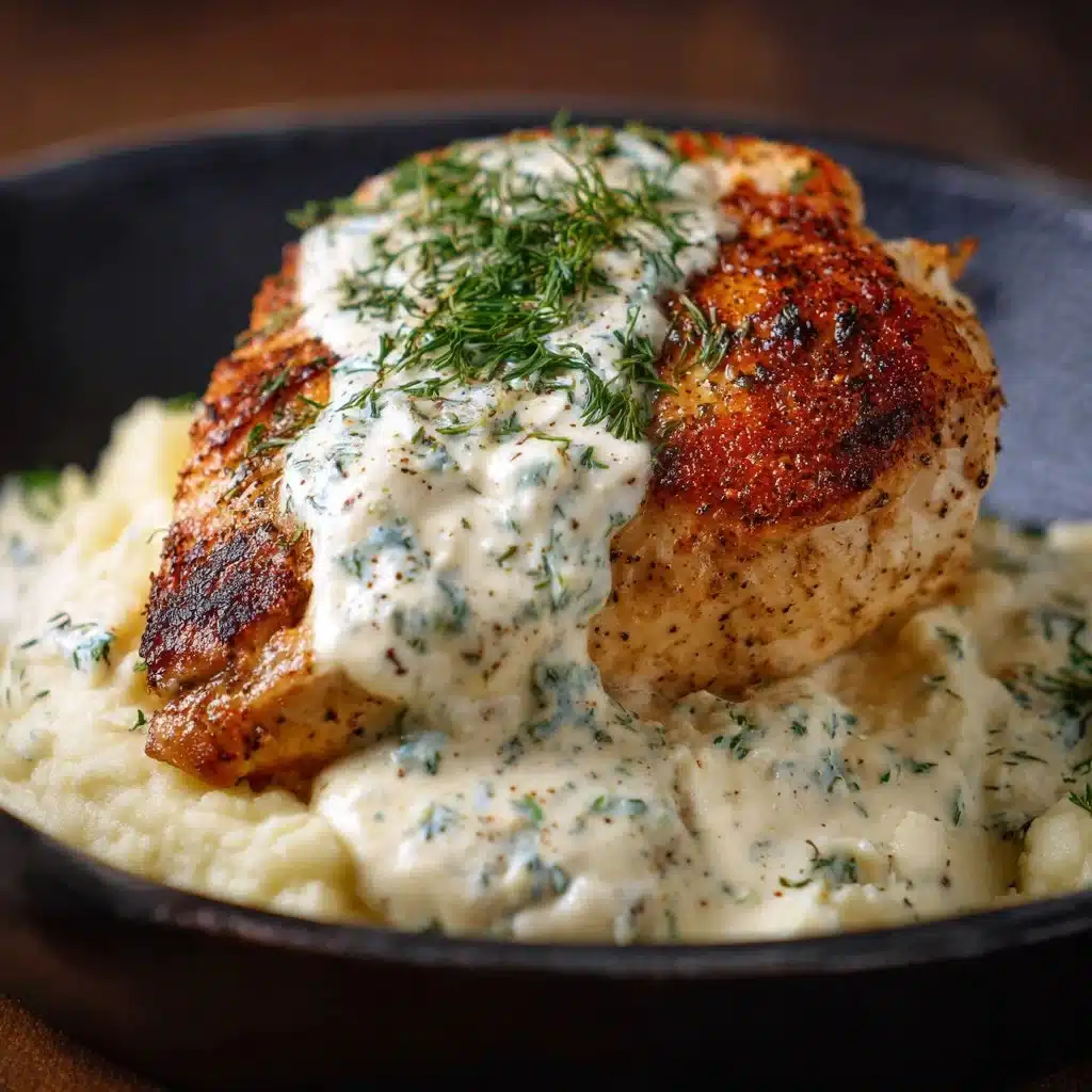 Poulet Crème Fromage servi avec une garniture délicieuse