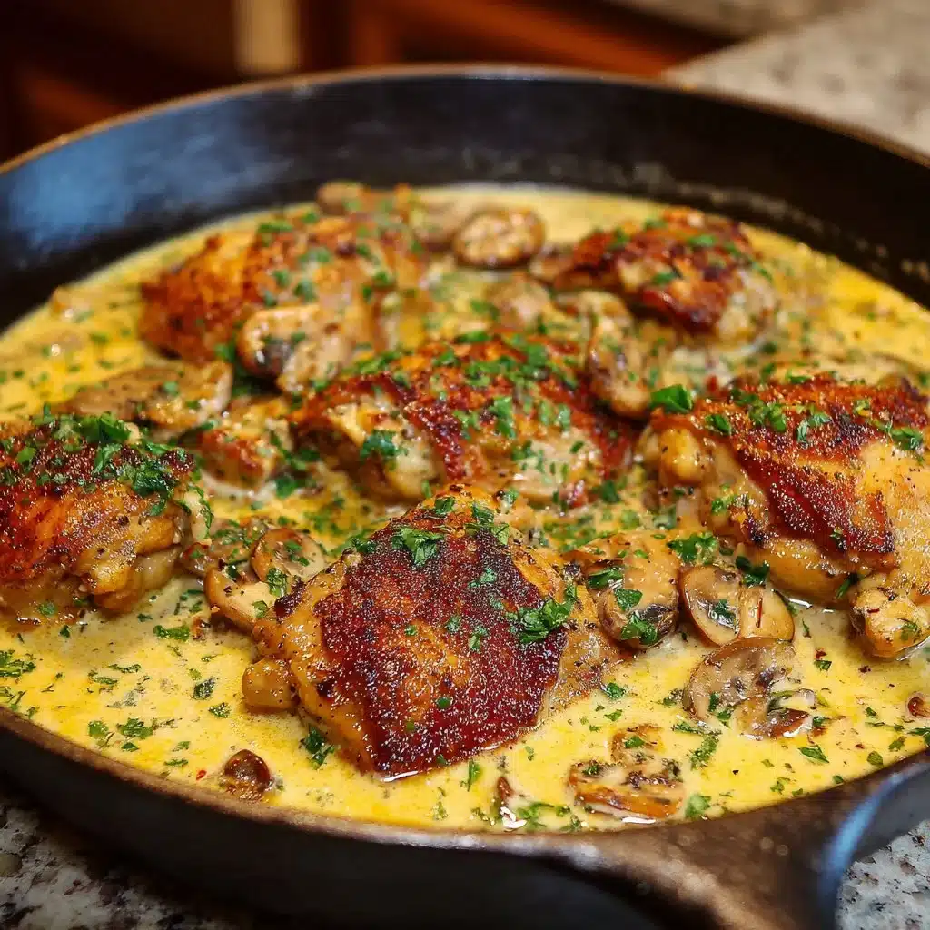 Poulet tendre à la sauce onctueuse servi dans une assiette élégante.