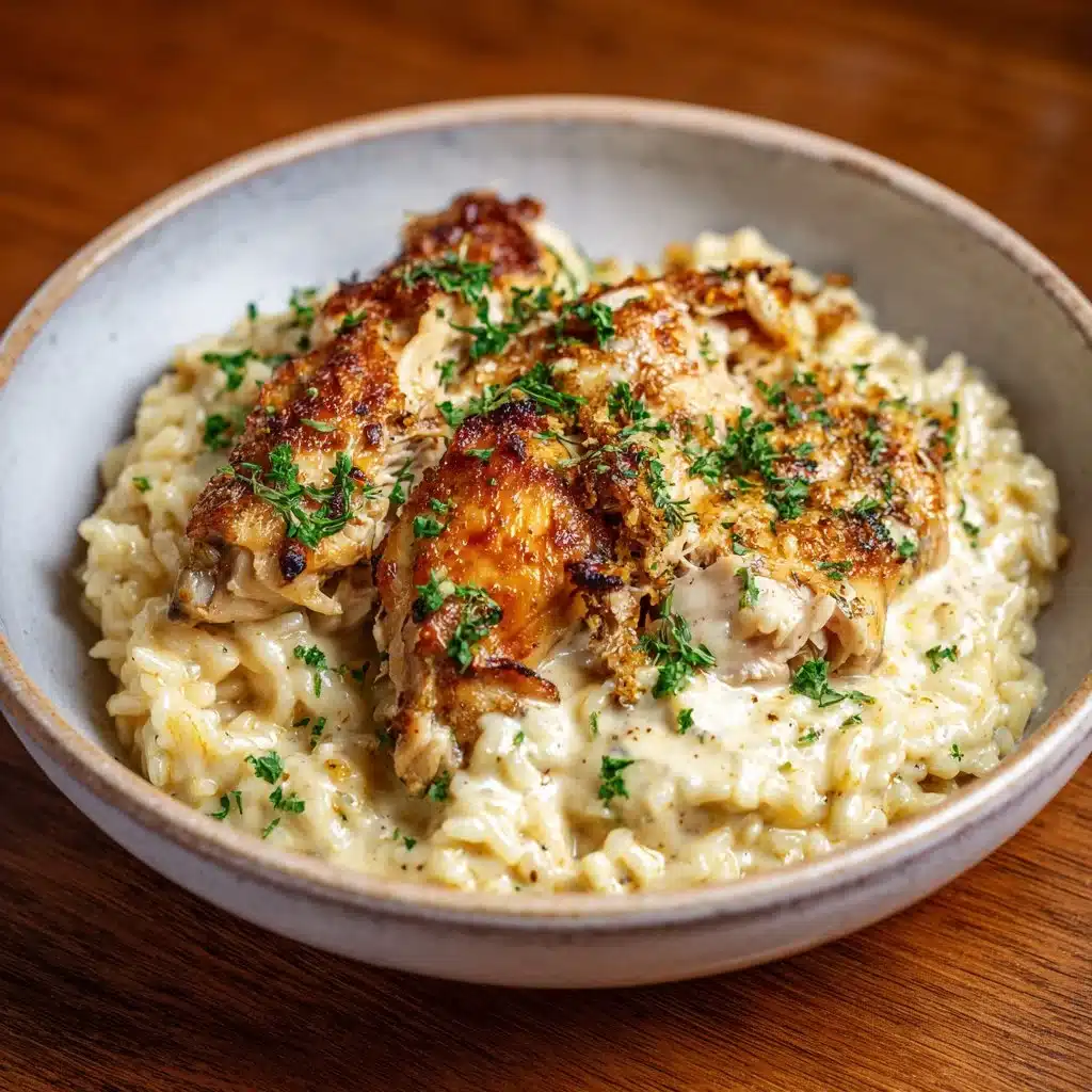 Riz Poulet Crémeux, un plat savoureux et réconfortant à savourer en famille.