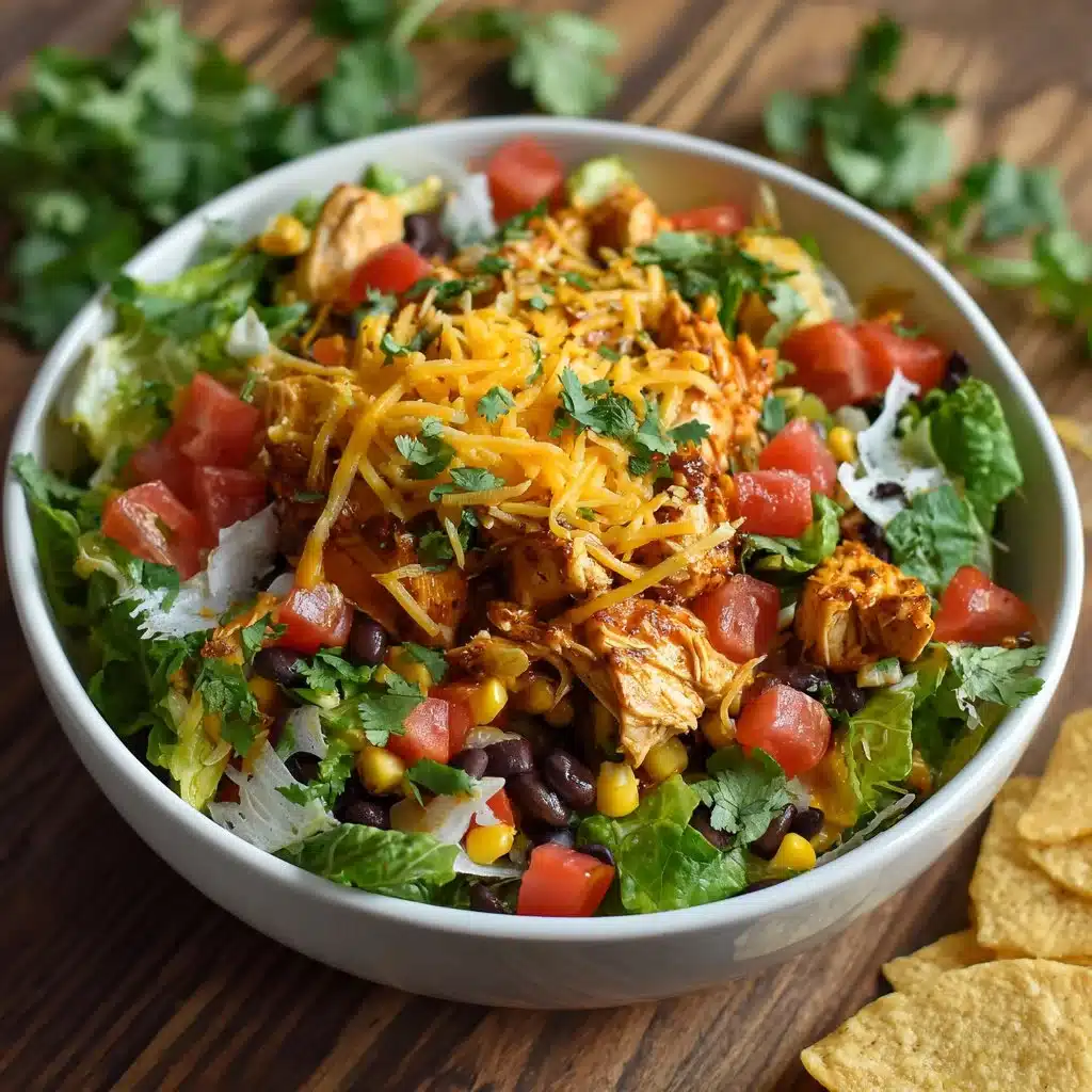 Salade de poulet du sud-ouest garnie de légumes frais et vinaigrette maison