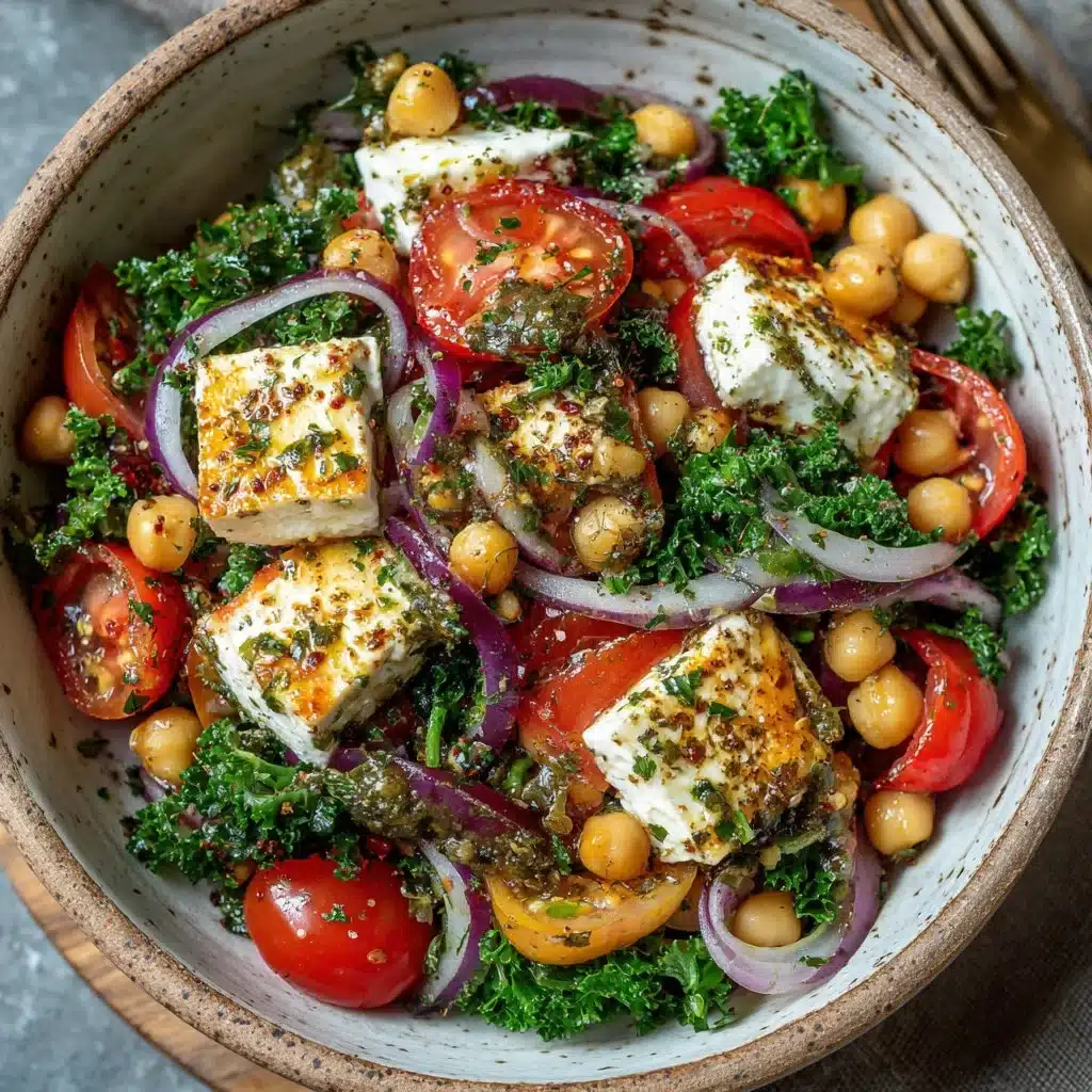 Salade méditerranéenne de pois chiches et feta, fraîche et savoureuse